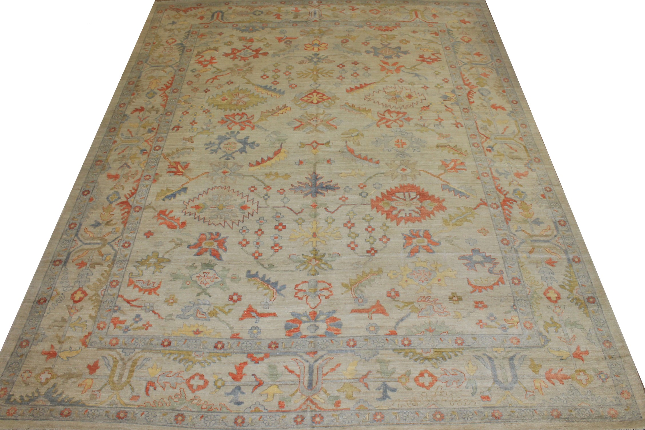 Oushak Rugs Nizam 024723 Ivory - Beige Hand Knotted Rug