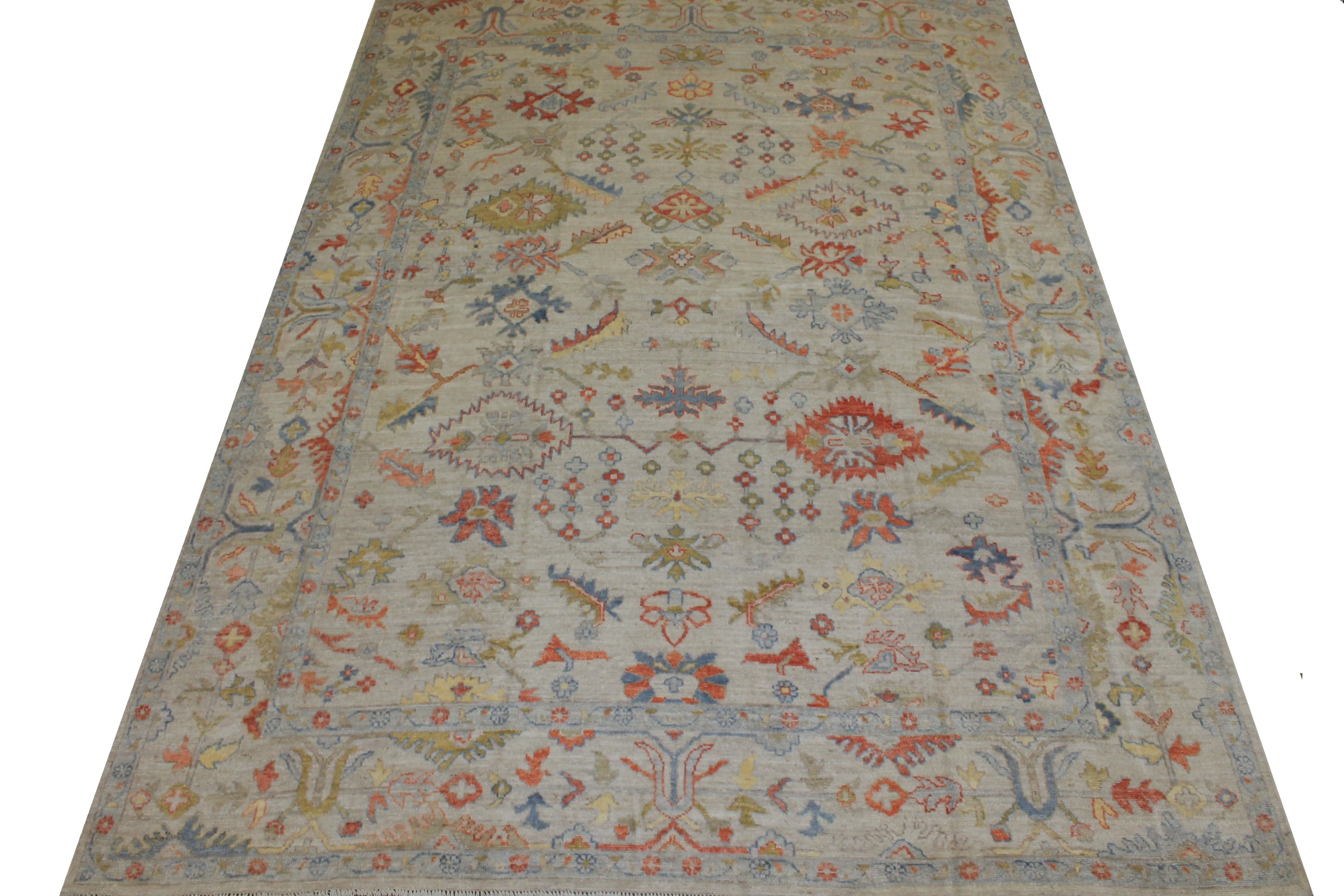 Oushak Rugs Nizam 024721 Ivory - Beige Hand Knotted Rug