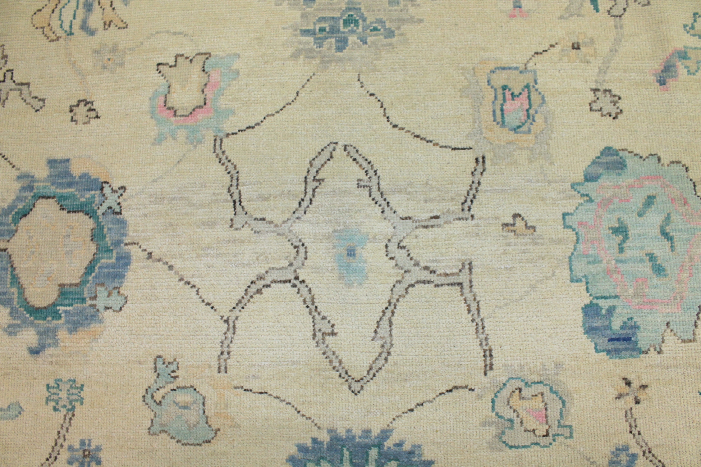 Oushak Rugs Fine Nizam 024426 Lt. Gold - Gold & Medium Blue - Navy Hand Knotted Rug
