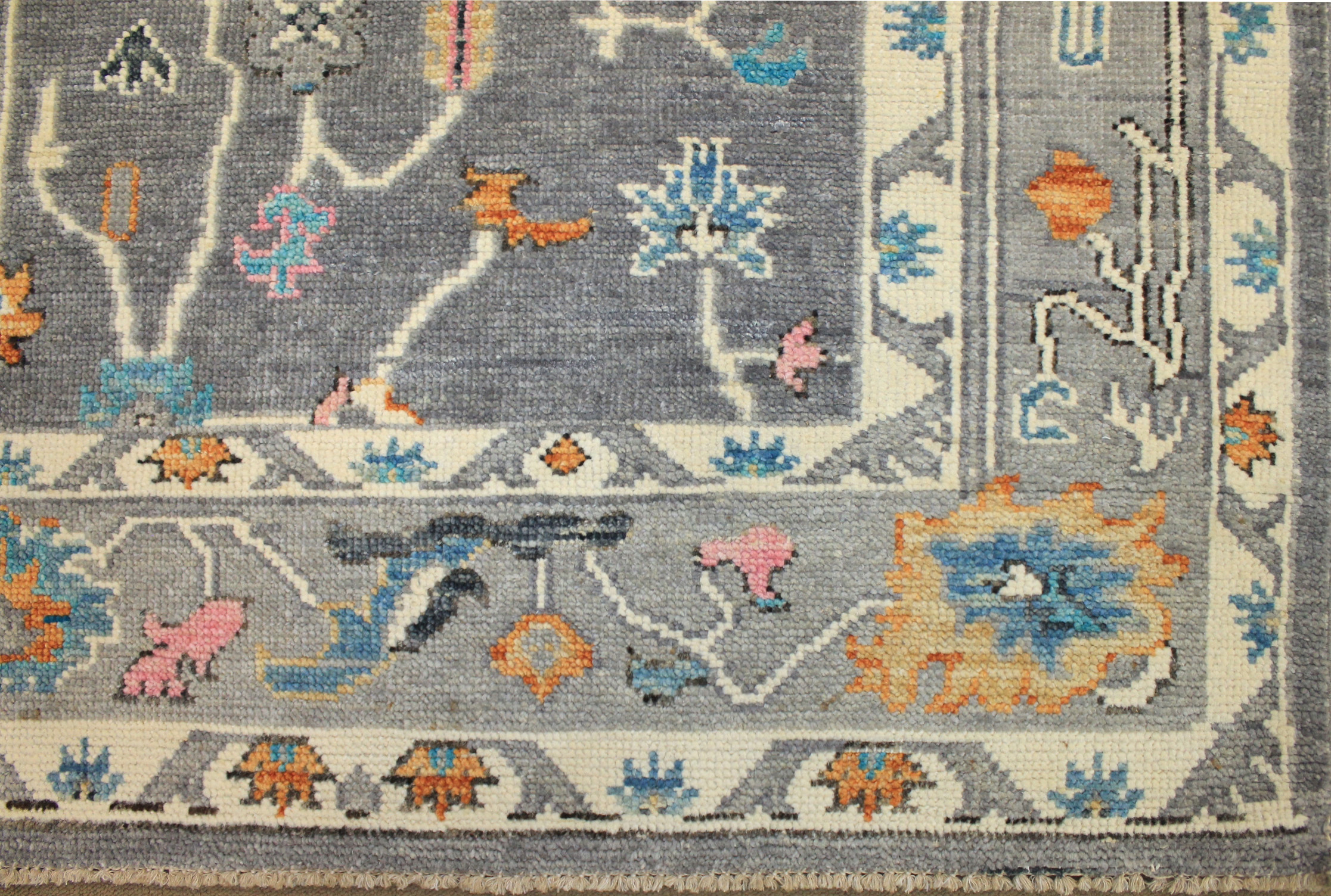 Oushak Rugs Nizam 024412 Lt. Grey - Grey Hand Knotted Rug
