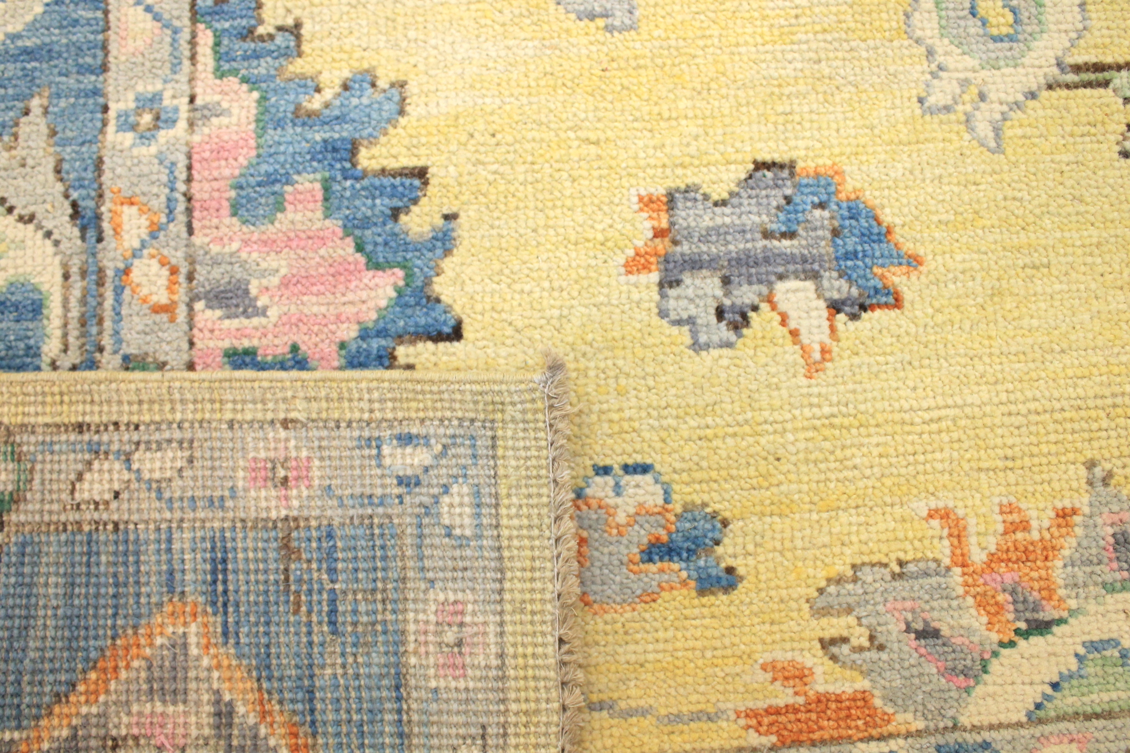 Oushak Rugs Nizam 022403 Lt. Gold - Gold & Lt. Blue - Blue Hand Knotted Rug