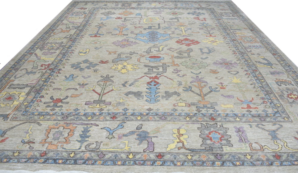 Oushak Rugs Nizam 024384 Lt. Grey - Grey Hand Knotted Rug