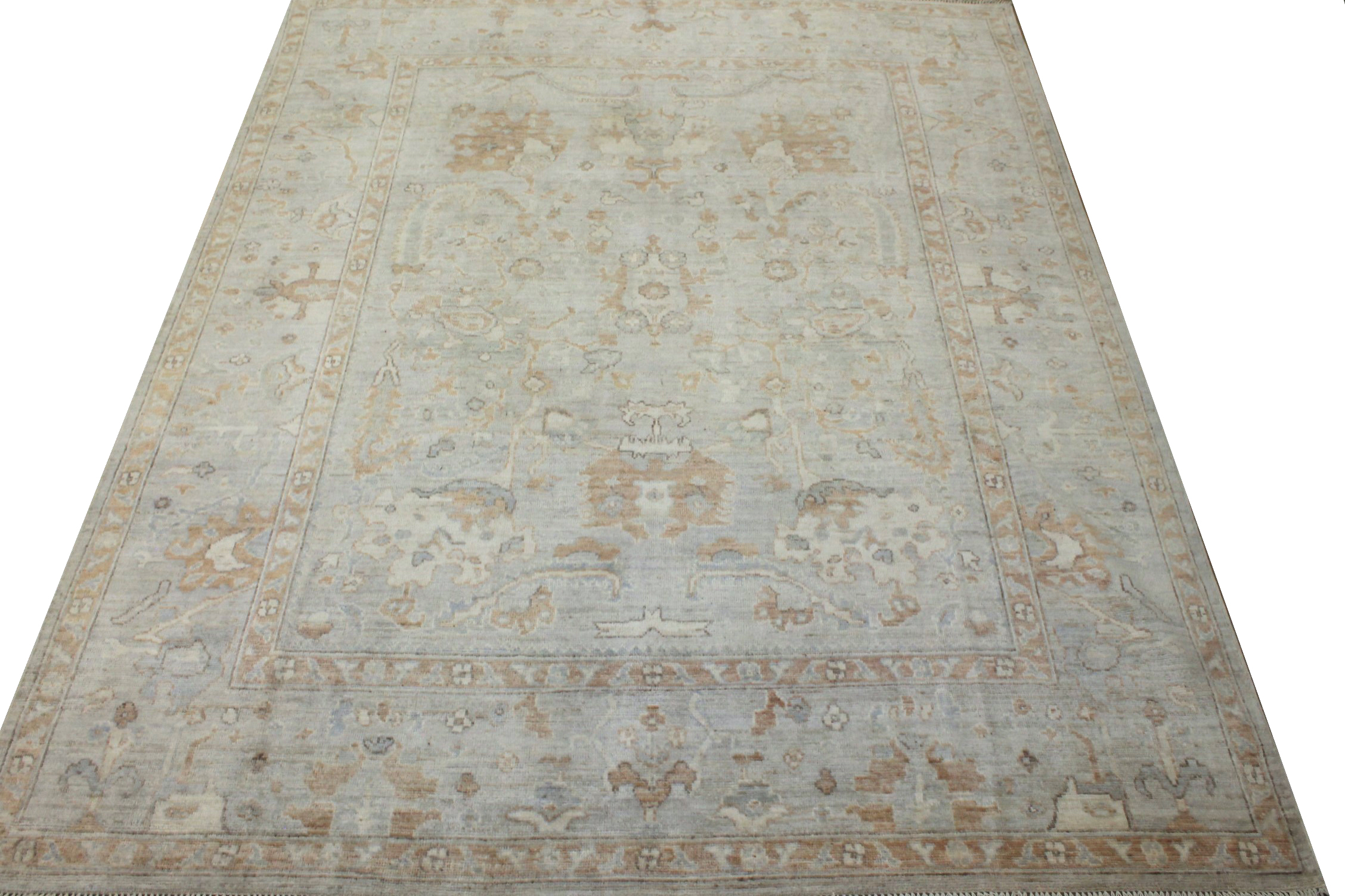 Oushak Rugs Nizam 024343 Lt. Grey - Grey Hand Knotted Rug