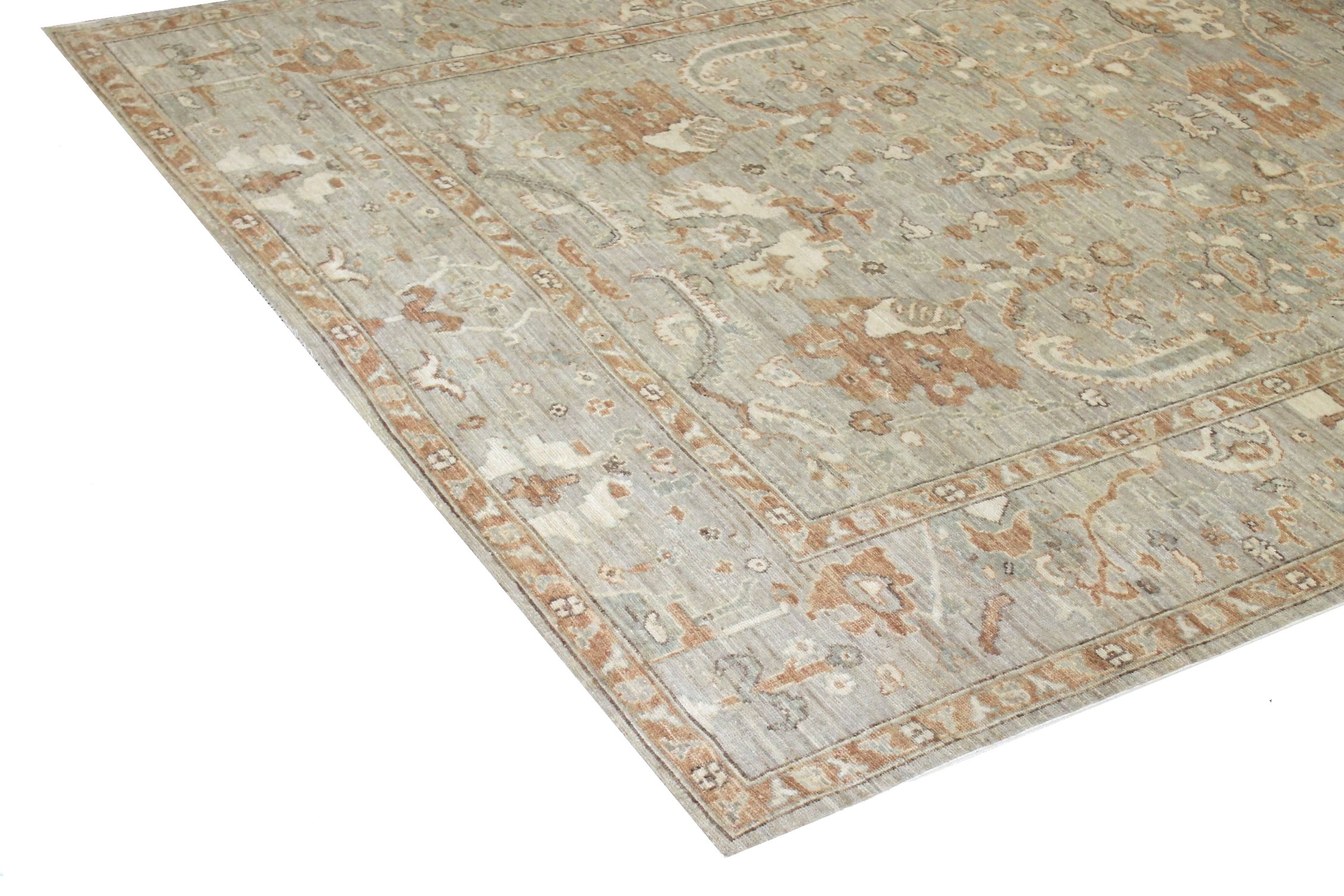 Oushak Rugs Nizam 024343 Lt. Grey - Grey Hand Knotted Rug