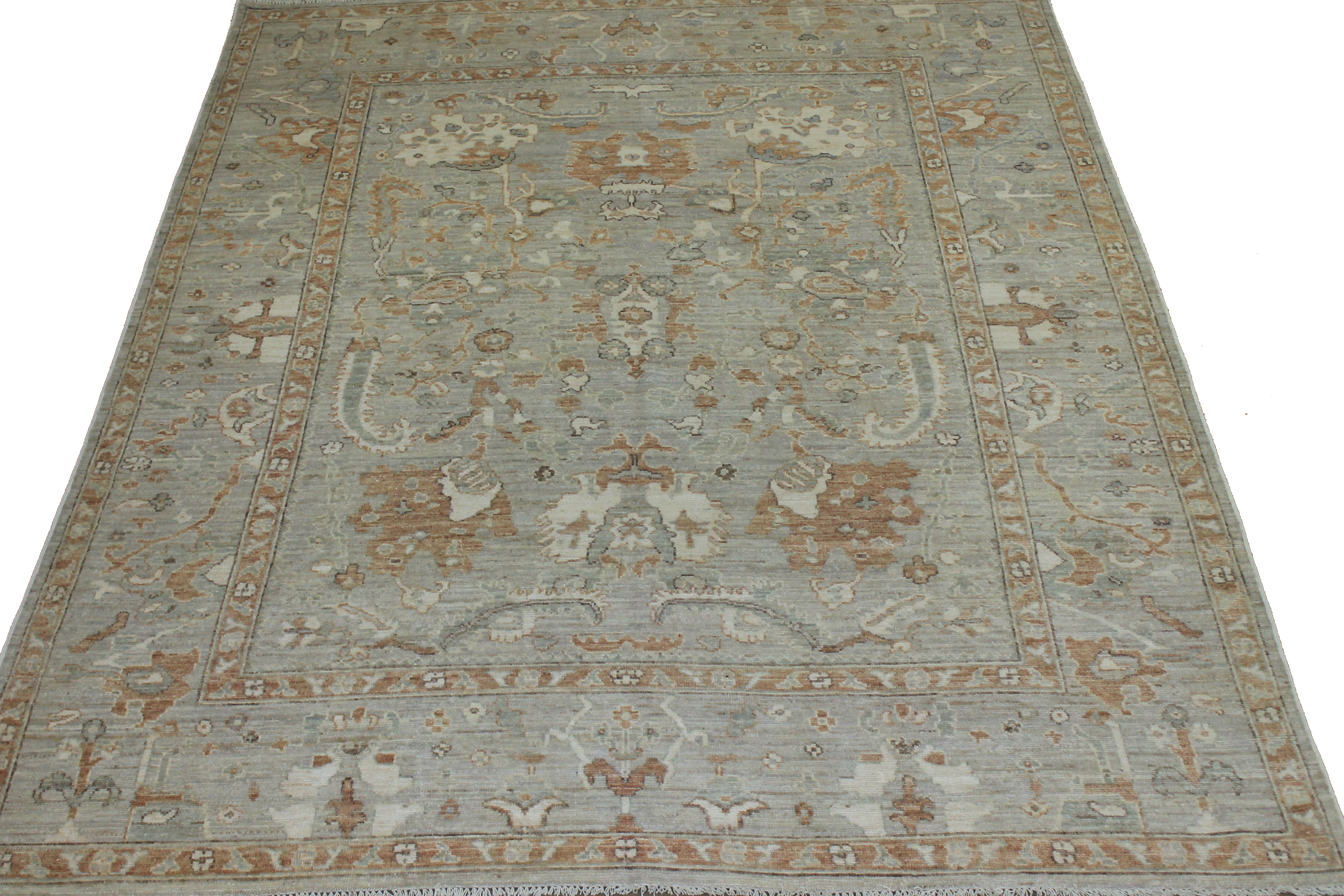 Oushak Rugs Nizam 024343 Lt. Grey - Grey Hand Knotted Rug