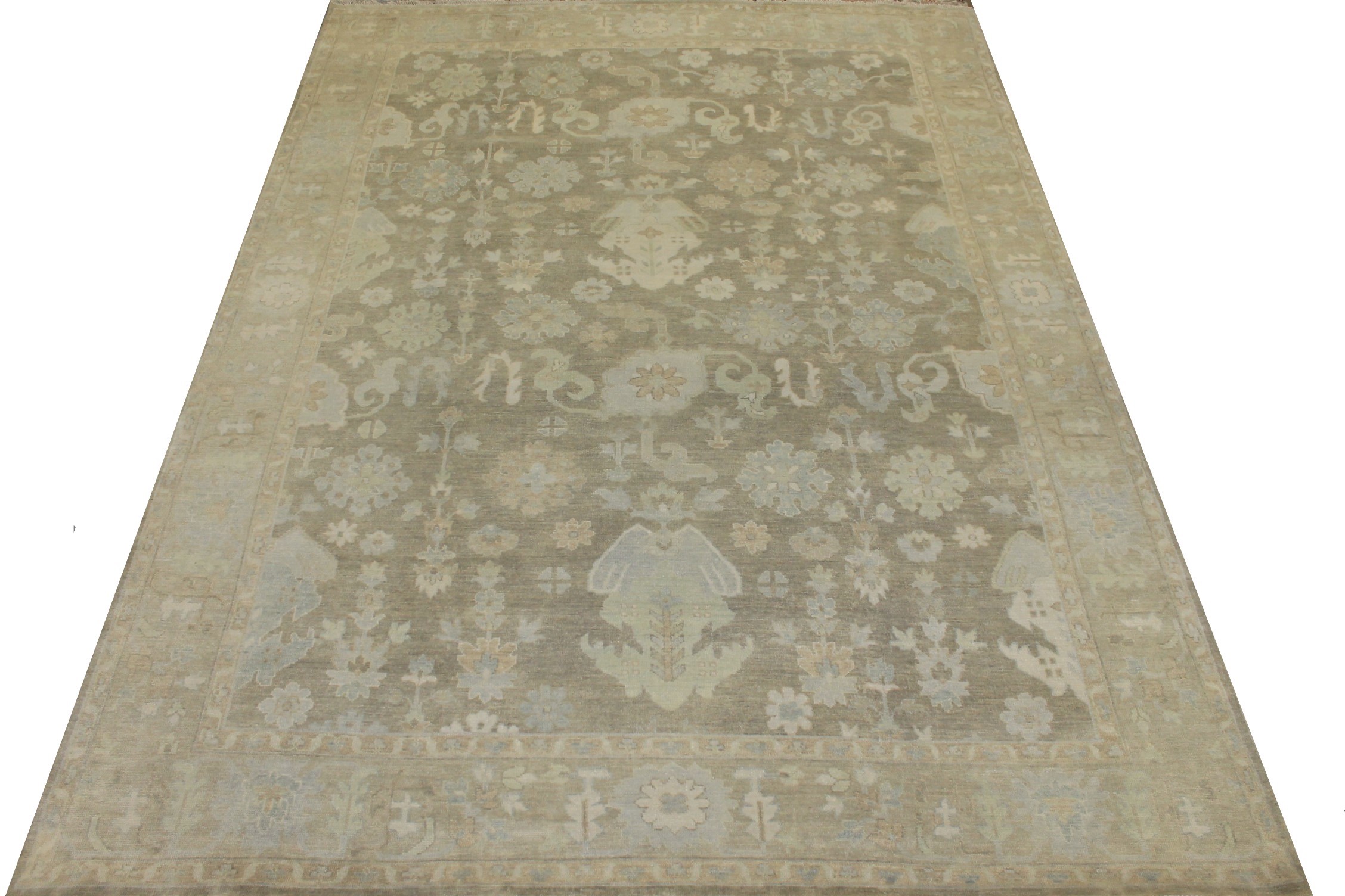 Oushak Rugs F.T Knot 024325 Lt. Brown - Chocolate & Camel - Taupe Hand Knotted Rug