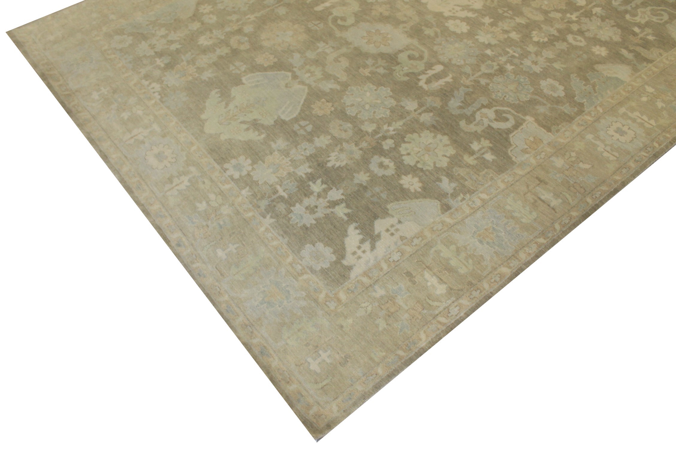 Oushak Rugs F.T Knot 024325 Lt. Brown - Chocolate & Camel - Taupe Hand Knotted Rug