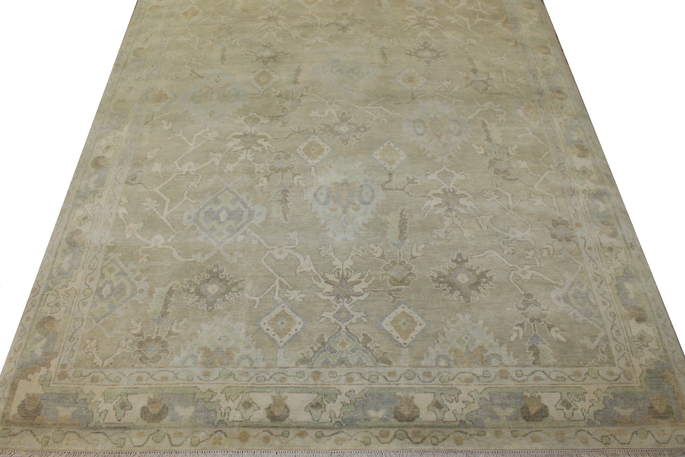 Oushak Rugs F.T. Knot 024319 Camel - Taupe & Ivory - Beige Hand Knotted Rug