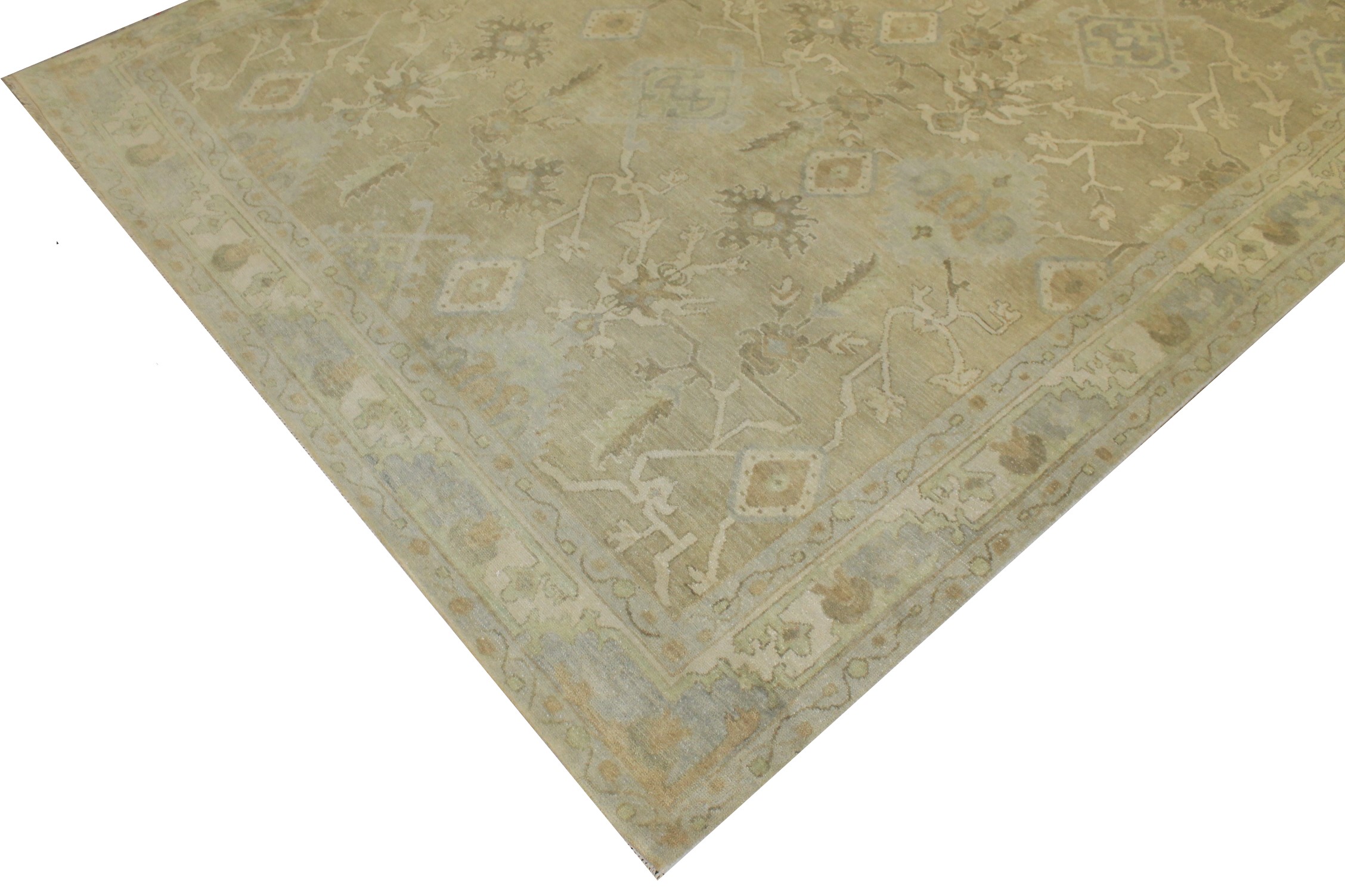 Oushak Rugs F.T. Knot 024319 Camel - Taupe & Ivory - Beige Hand Knotted Rug