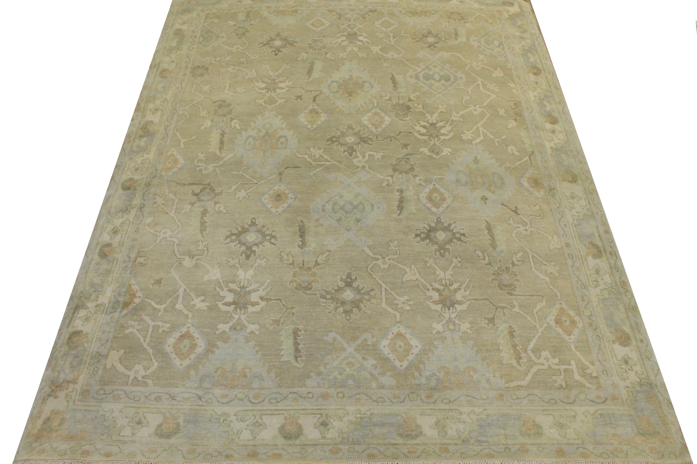 Oushak Rugs F.T. Knot 024319 Camel - Taupe & Ivory - Beige Hand Knotted Rug