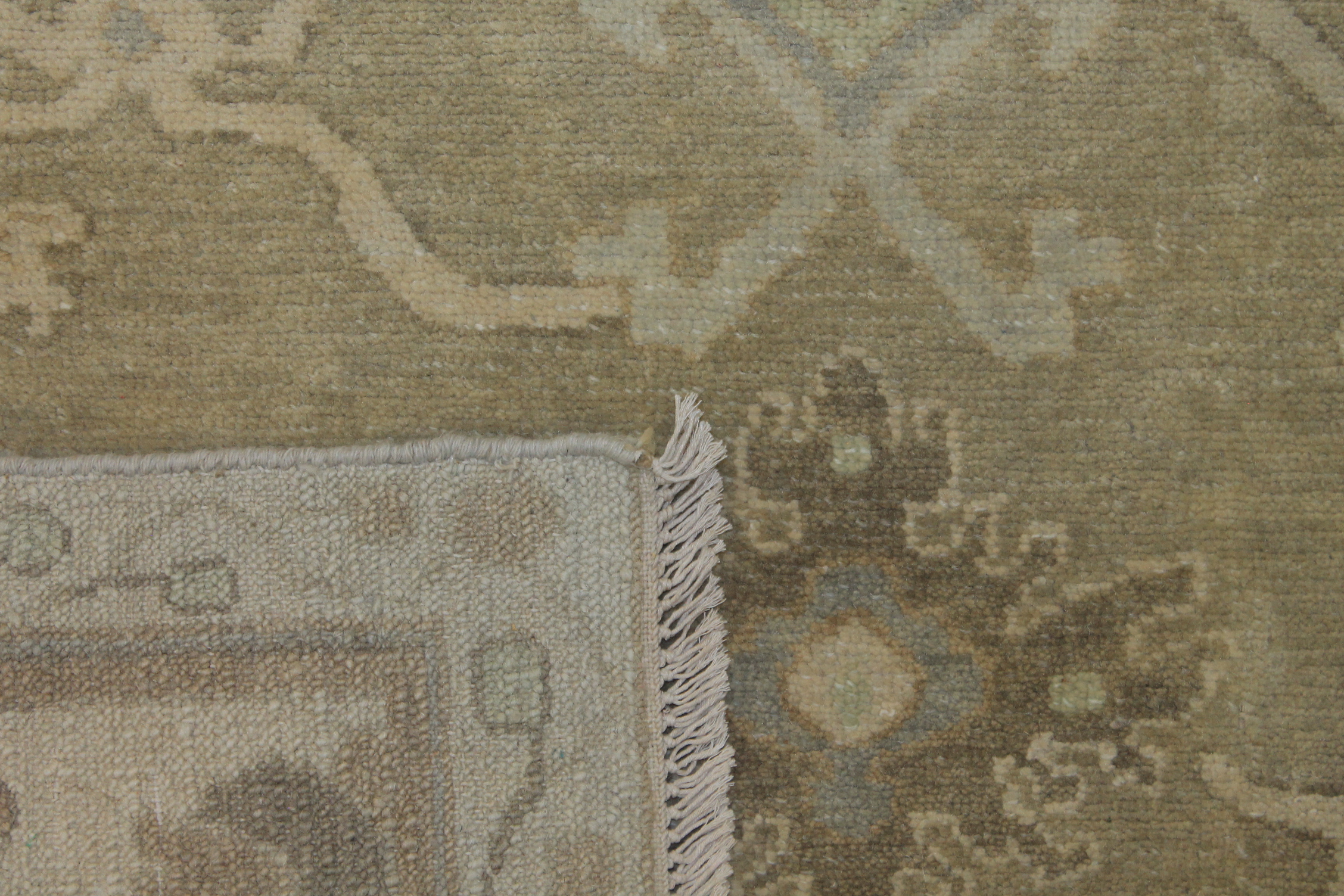 Oushak Rugs F.T. Knot 024319 Camel - Taupe & Ivory - Beige Hand Knotted Rug