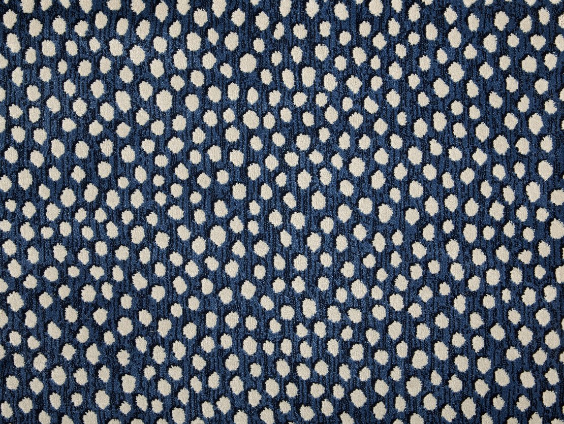 Custom Rugs, Runners & Rounds Dottie Navy Medium Blue - Navy & Ivory - Beige Machine Made Rug