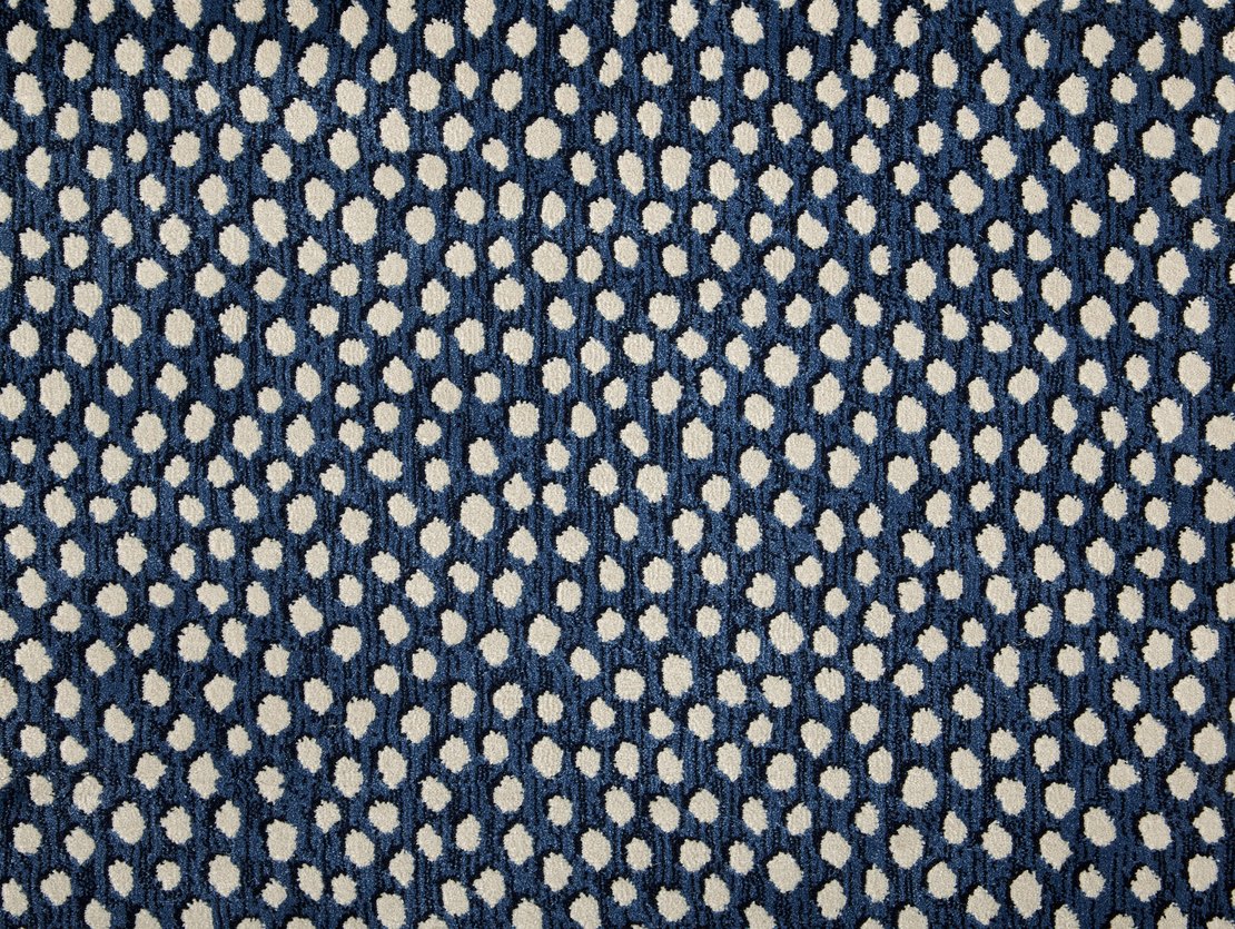 Custom & Wall to Wall Dottie Navy Medium Blue - Navy & Ivory - Beige Machine Made Rug