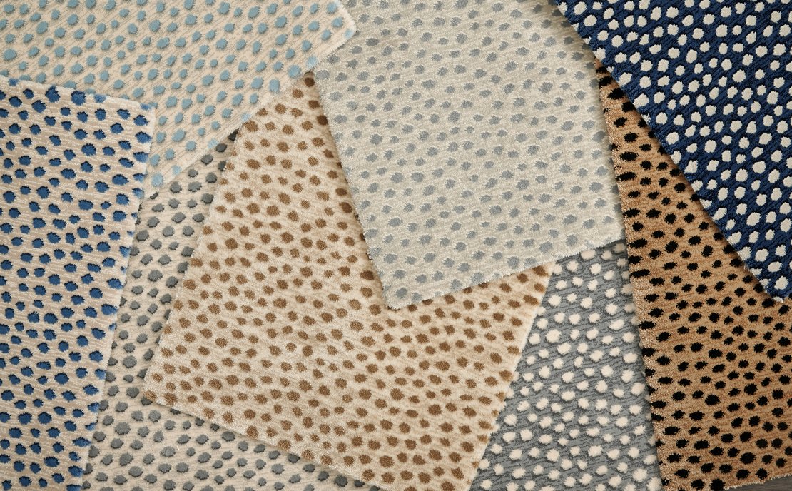 Custom & Wall to Wall Dottie Raindrop Lt. Grey - Grey & Lt. Blue - Blue Machine Made Rug