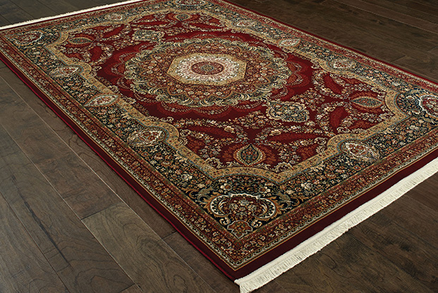 Traditional & Oriental Rugs Masterpiece 113R Red - Burgundy & Black - Charcoal Machine Made Rug