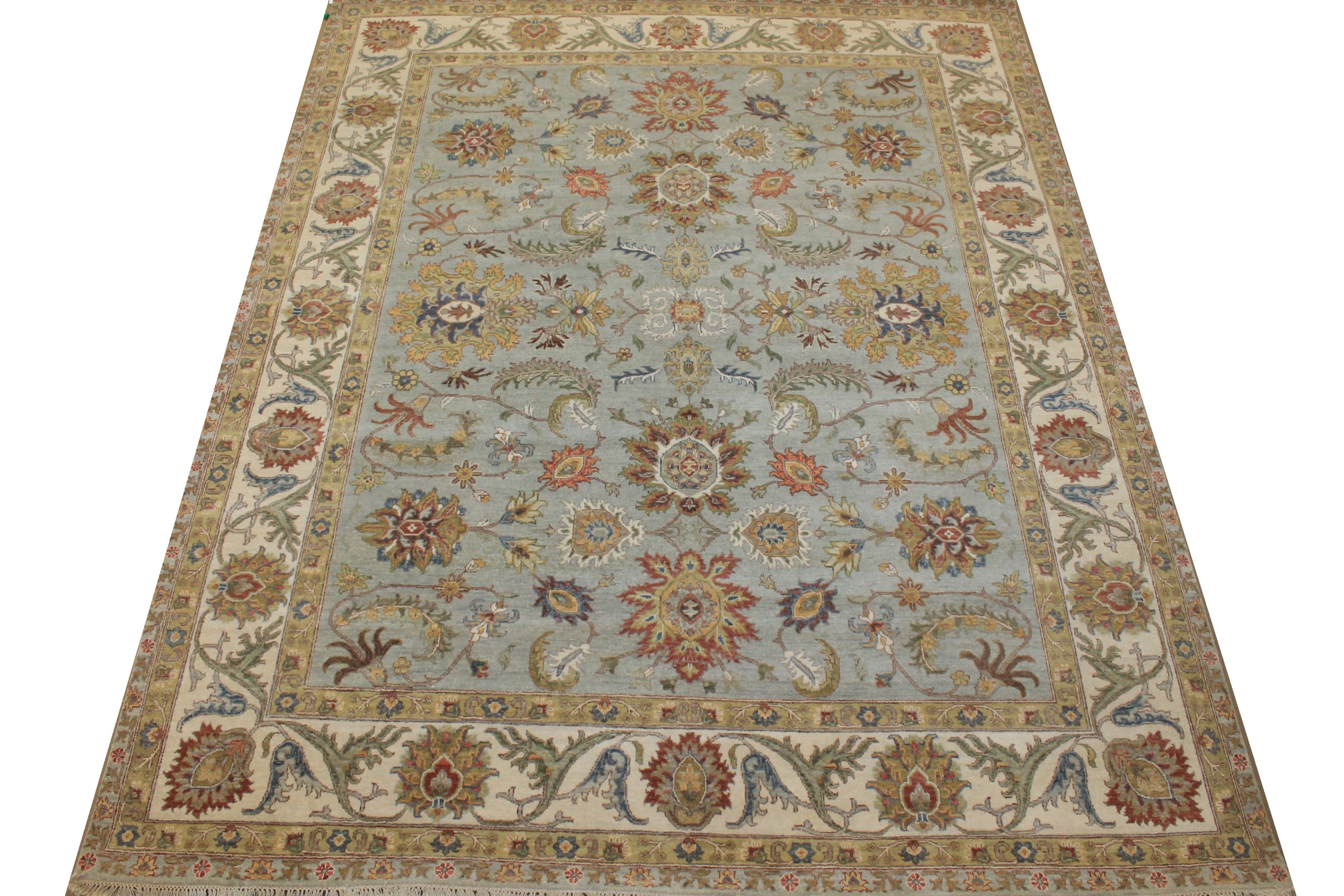 Traditional & Oriental Rugs Sultan 025240 Lt. Blue - Blue & Ivory - Beige Hand Knotted Rug