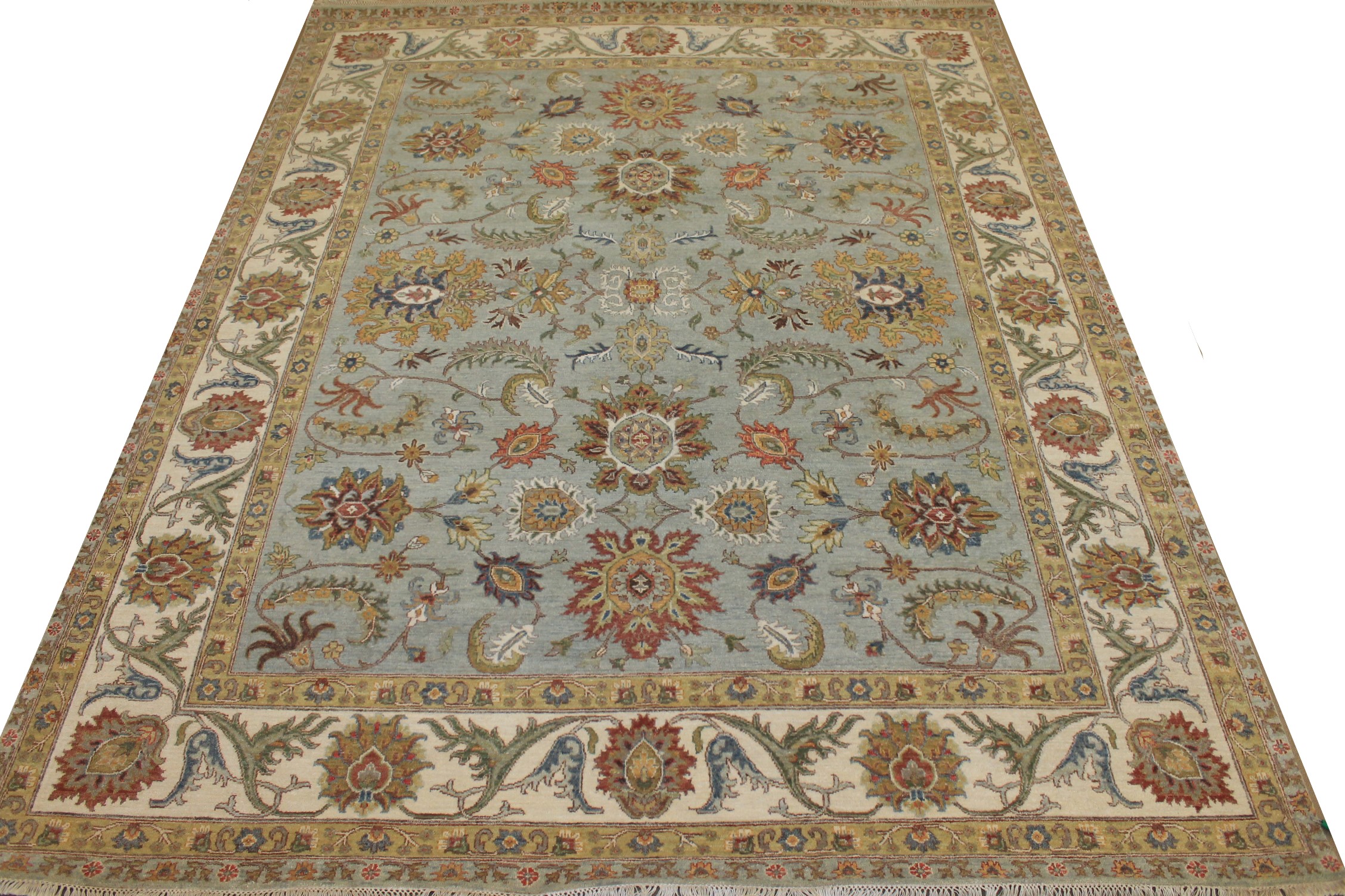 Traditional & Oriental Rugs Sultan 025240 Lt. Blue - Blue & Ivory - Beige Hand Knotted Rug