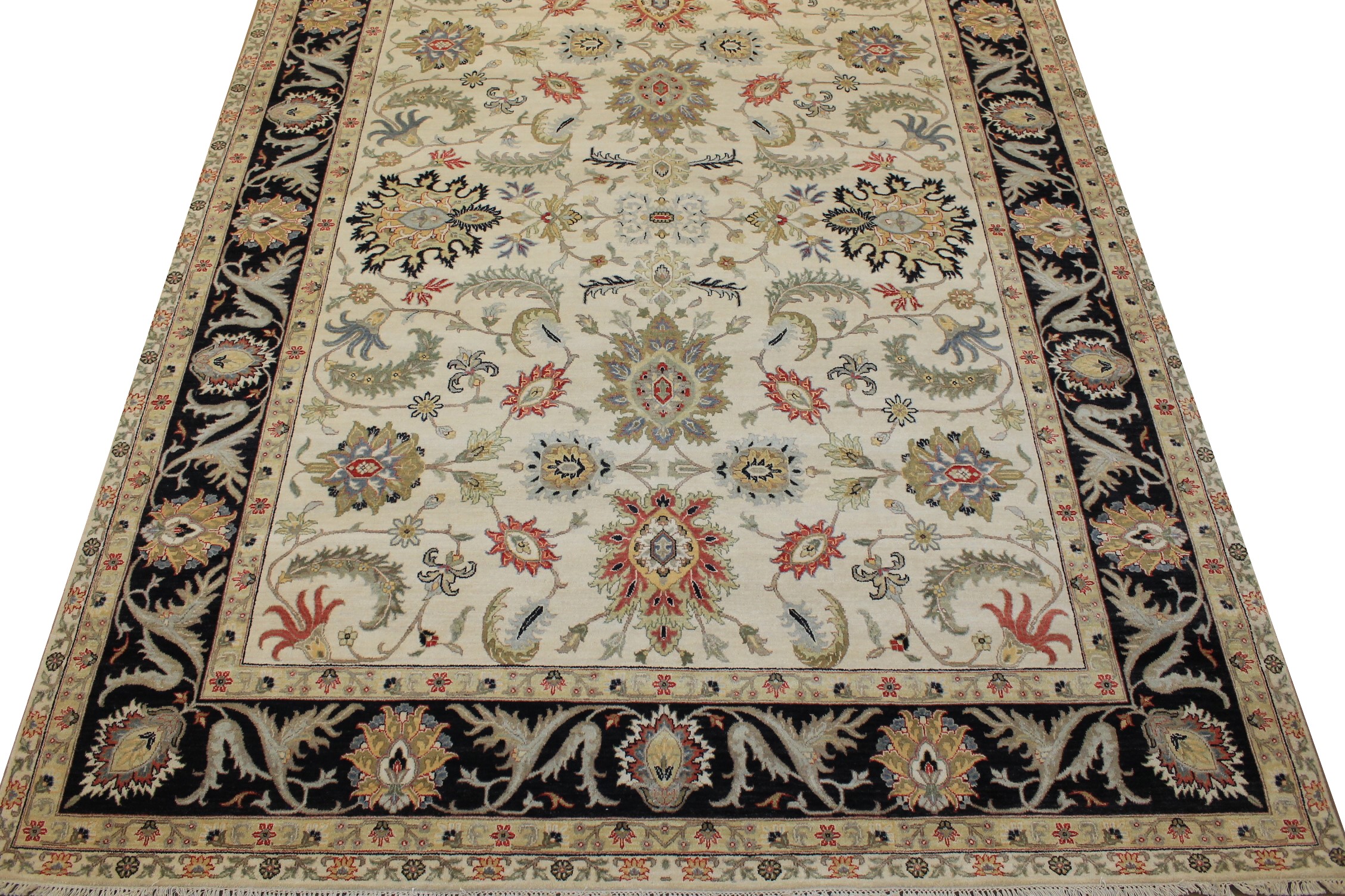 Traditional & Oriental Rugs Sultan 025249 Ivory - Beige & Black - Charcoal Hand Knotted Rug