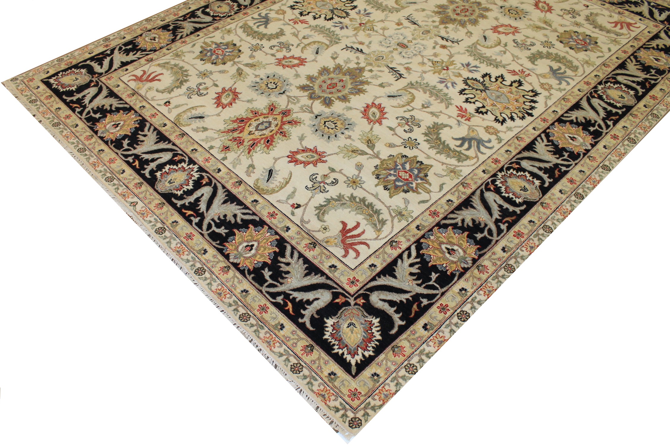 Traditional & Oriental Rugs Sultan 025249 Ivory - Beige & Black - Charcoal Hand Knotted Rug