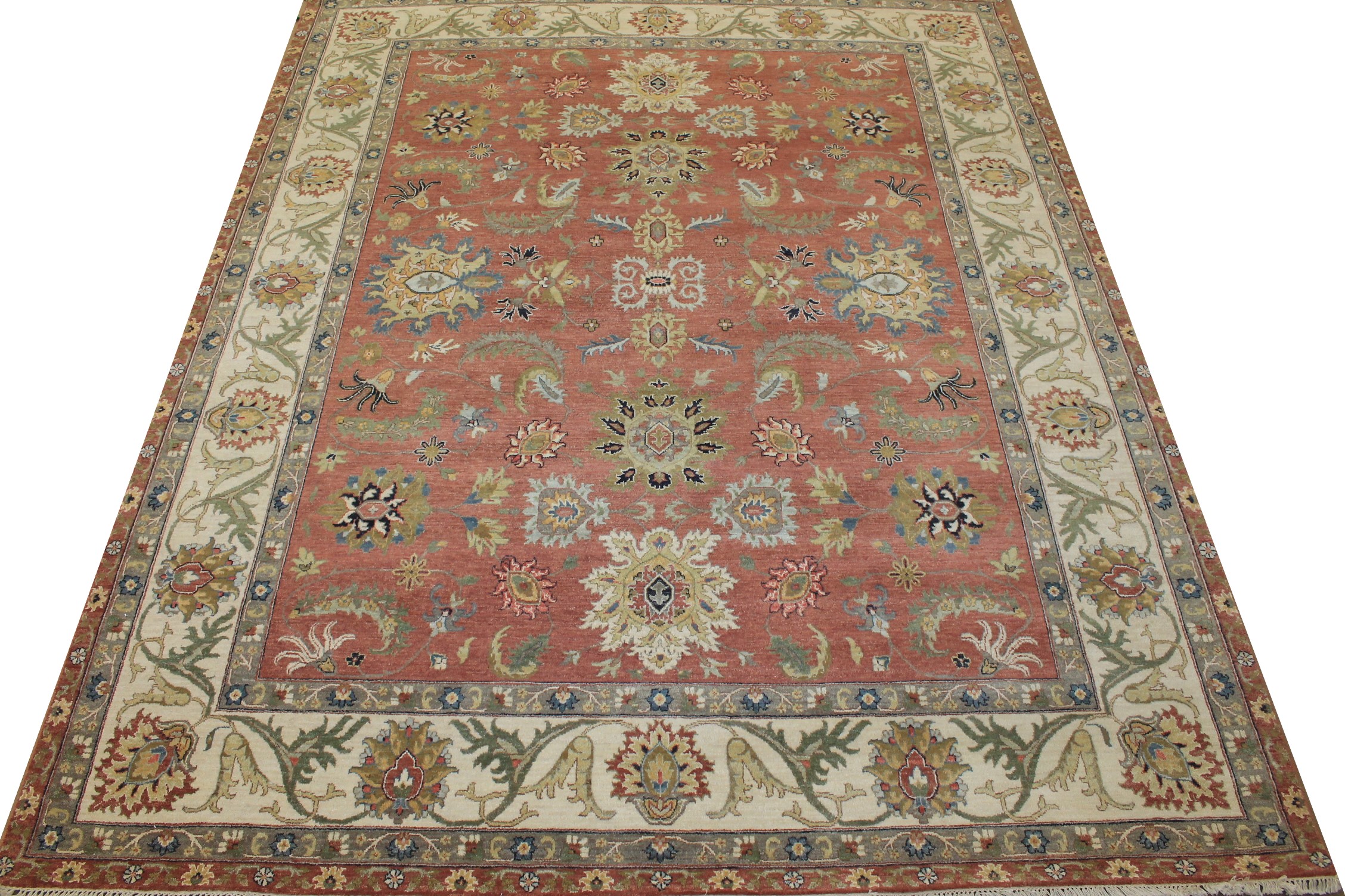 Traditional & Oriental Rugs Sultan 025206 Rust - Orange & Ivory - Beige Hand Knotted Rug