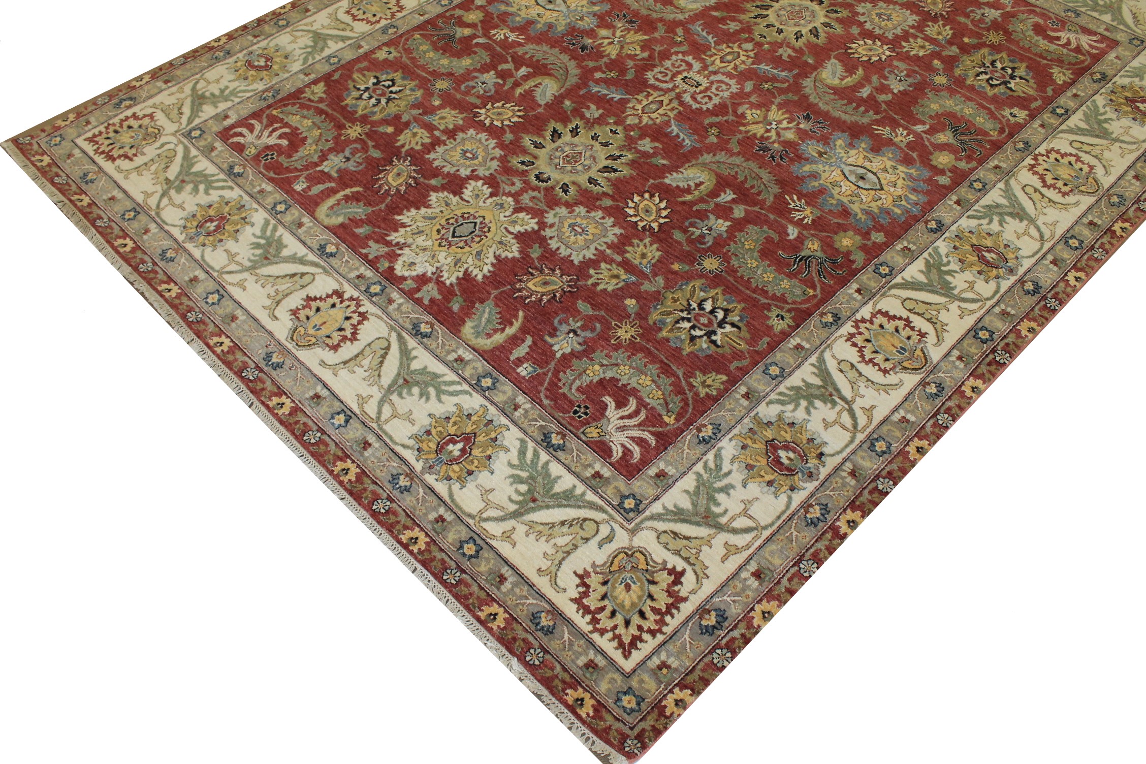 Traditional & Oriental Rugs Sultan 025187 Red - Burgundy & Ivory - Beige Hand Knotted Rug