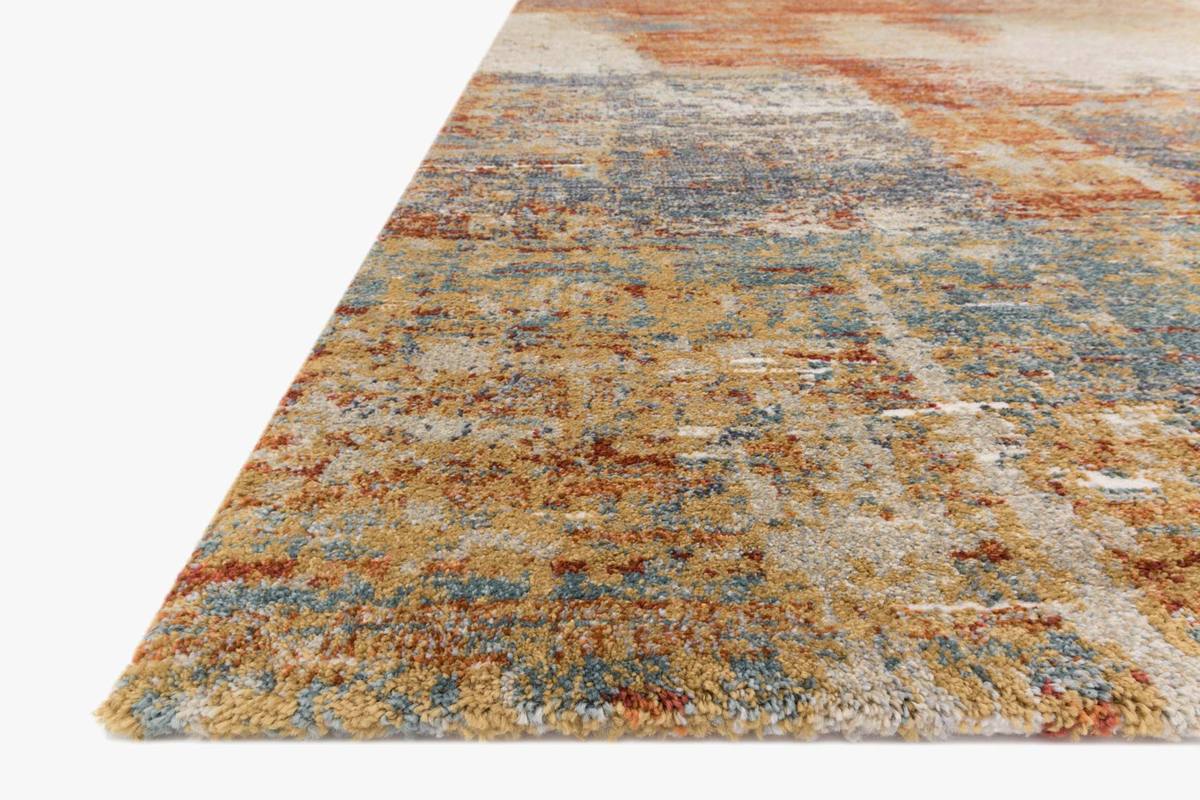 Contemporary & Transitional Rugs Augustus AGS-02 Terracotta Rust - Orange & Lt. Blue - Blue Machine Made Rug