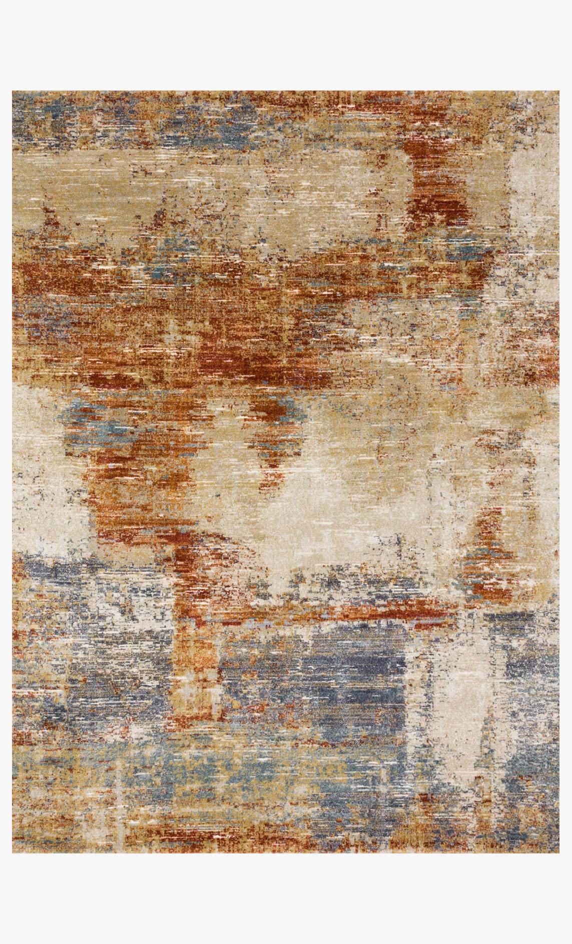Contemporary Rugs & Transitional Rugs Augustus AGS-02 Terracotta Rust - Orange & Lt. Blue - Blue Machine Made Rug