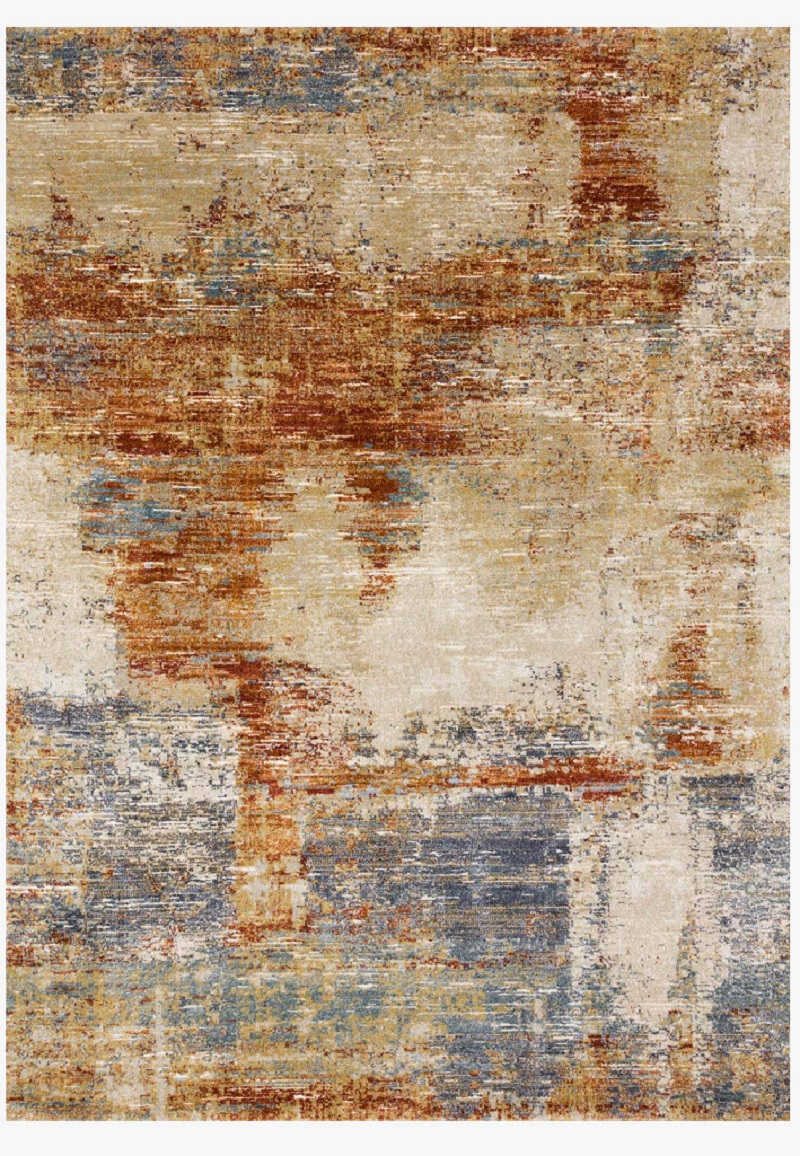 Contemporary & Transitional Rugs Augustus AGS-02 Terracotta Rust - Orange & Lt. Blue - Blue Machine Made Rug