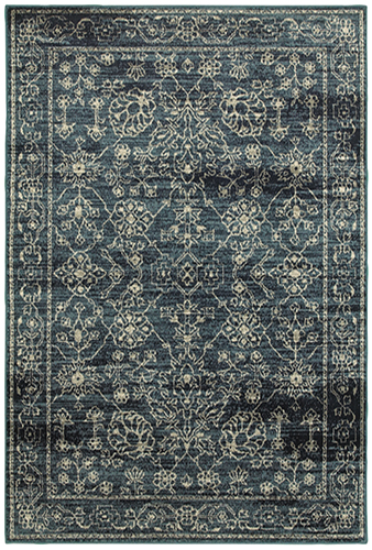 Traditional & Oriental Rugs Linden 7804D Medium Blue - Navy & Lt. Grey - Grey Machine Made Rug