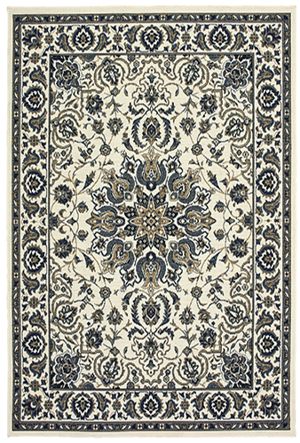 Traditional & Oriental Rugs Marina 1248W Ivory - Beige & Lt. Blue - Blue Machine Made Rug