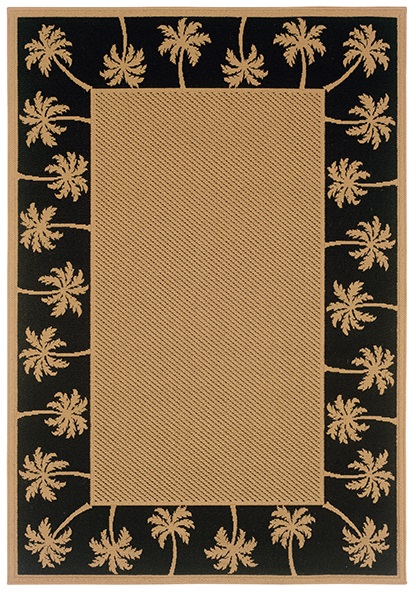 Outdoor Rugs Lanai 606K Camel - Taupe & Black - Charcoal Machine Made Rug