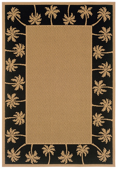 Outdoor Rugs Lanai 606K Camel - Taupe & Black - Charcoal Machine Made Rug