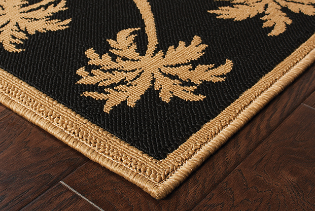 Outdoor Rugs Lanai 606K Camel - Taupe & Black - Charcoal Machine Made Rug