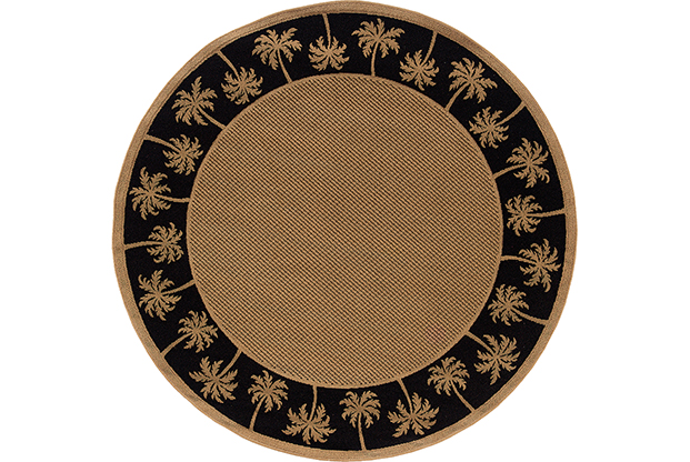 Outdoor Rugs Lanai 606K Camel - Taupe & Black - Charcoal Machine Made Rug