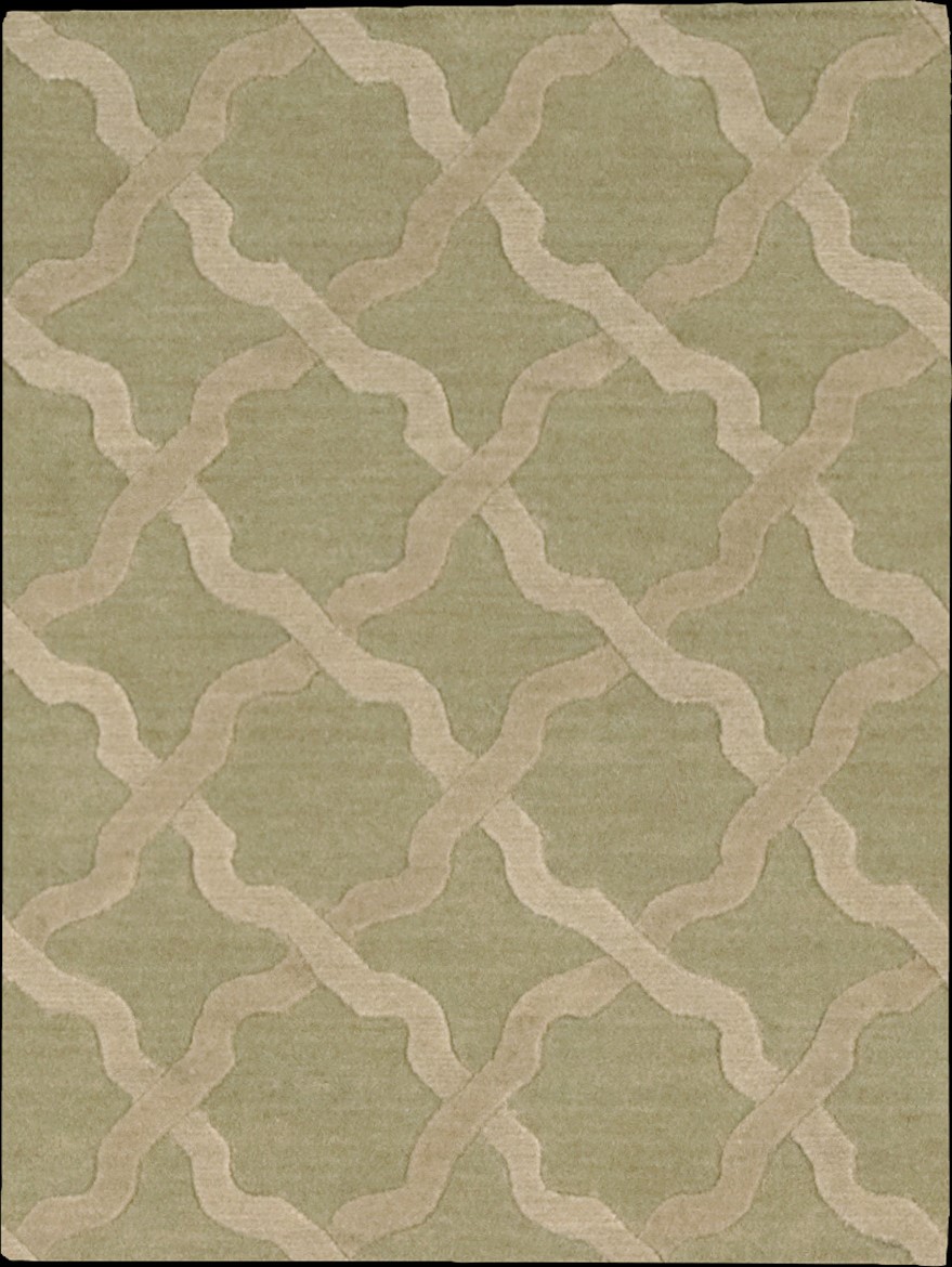Custom Rugs, Runners & Rounds MIAMI MIA-02PALM Green & Ivory - Beige Machine Made Rug