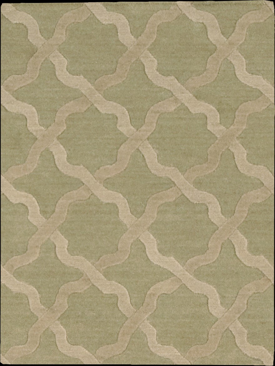 Custom & Wall to Wall MIAMI MIA-02PALM Green & Ivory - Beige Machine Made Rug