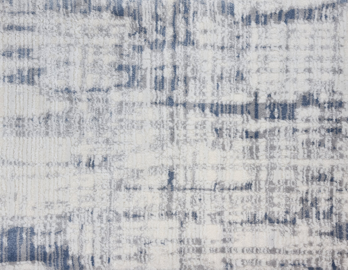 Custom Rugs, Runners & Rounds Lulubella Wave Lt. Blue - Blue & Ivory - Beige Machine Made Rug