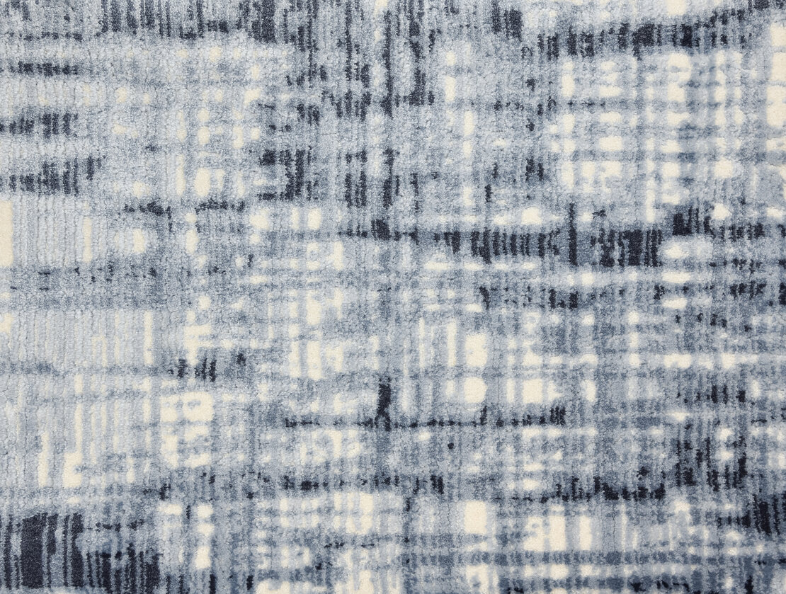 Custom Rugs, Runners & Rounds Lulubella Ocean Medium Blue - Navy & Ivory - Beige Machine Made Rug