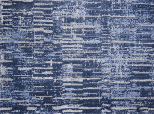 Custom Rugs, Runners & Rounds Panoramic Steel Blue Medium Blue - Navy Machine Made Rug