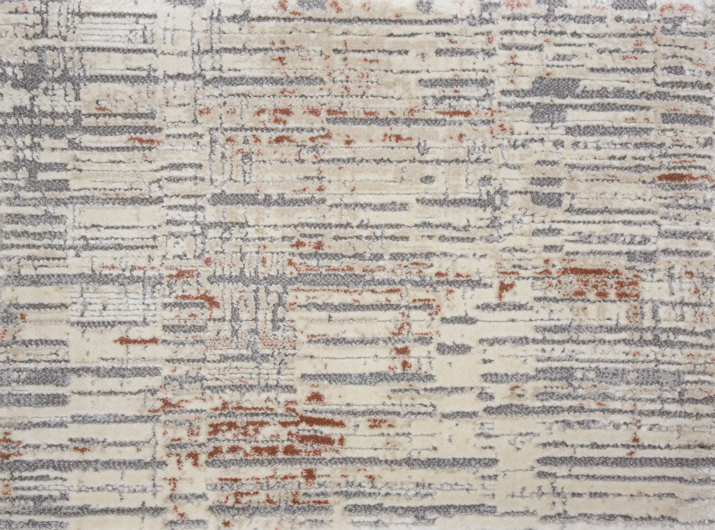 Custom & Wall to Wall Panoramic Vintage Lt. Grey - Grey & Rust - Orange Machine Made Rug