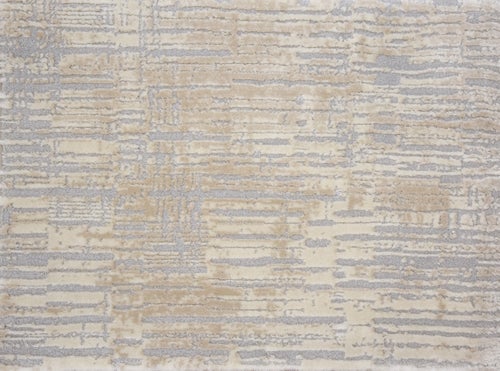 Custom Rugs, Runners & Rounds Panoramic Antique Ivory - Beige & Lt. Grey - Grey Machine Made Rug