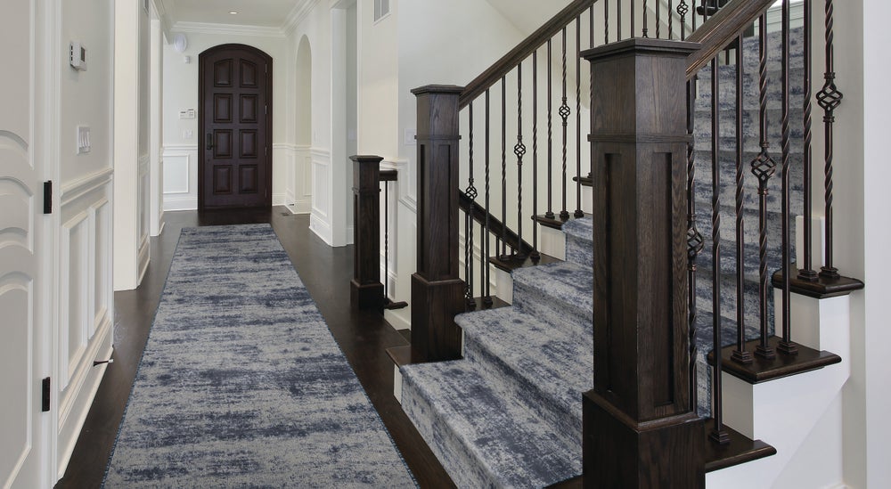 Custom Rugs, Runners & Rounds Landscape Steel Blue Medium Blue - Navy & Lt. Grey - Grey Machine Made Rug