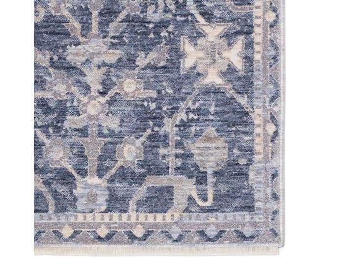 Contemporary Rugs & Transitional Rugs Ballad BLA08 Seraph Medium Blue - Navy & Lt. Grey - Grey Machine Made Rug