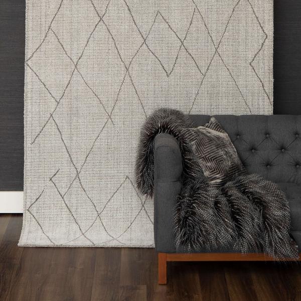 Transitional & Casual Rugs Tangier Tribal Diamond Silver Lt. Grey - Grey & Black - Charcoal Hand Loomed Rug