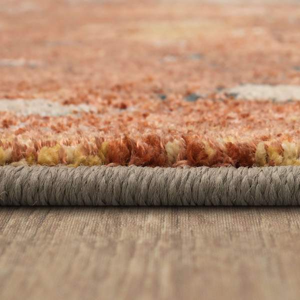 Contemporary & Modern Rugs Soiree Torrent Rose Gold Red - Burgundy & Lt. Gold - Gold Machine Made Rug