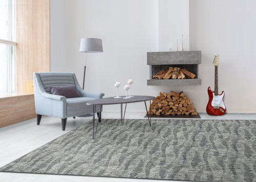Custom Rugs, Runners & Rounds Glam Rock Arctic Blue Lt. Blue - Blue & Lt. Grey - Grey Machine Made Rug