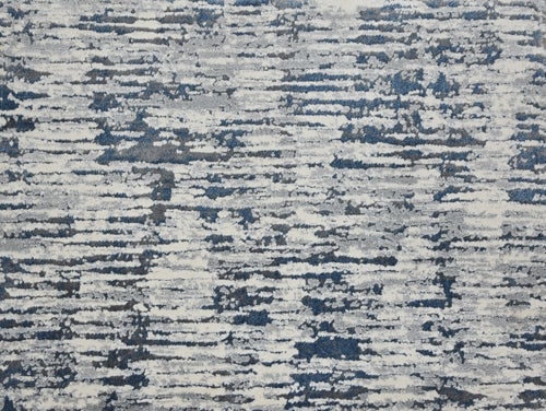 Custom Rugs, Runners & Rounds Glam Rock Emerald Sea Medium Blue - Navy & Lt. Grey - Grey Machine Made Rug