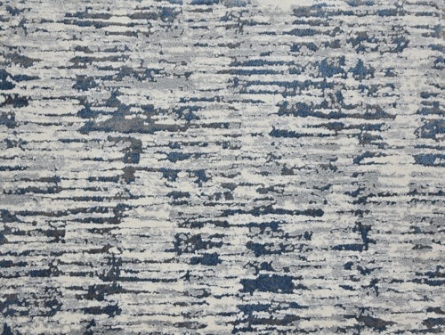 Custom & Wall to Wall Glam Rock Emerald Sea Medium Blue - Navy & Lt. Grey - Grey Machine Made Rug