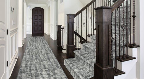 Custom & Wall to Wall Glam Rock Emerald Sea Medium Blue - Navy & Lt. Grey - Grey Machine Made Rug