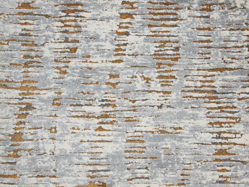 Custom & Wall to Wall Glam Rock Spice Rust - Orange & Lt. Grey - Grey Machine Made Rug